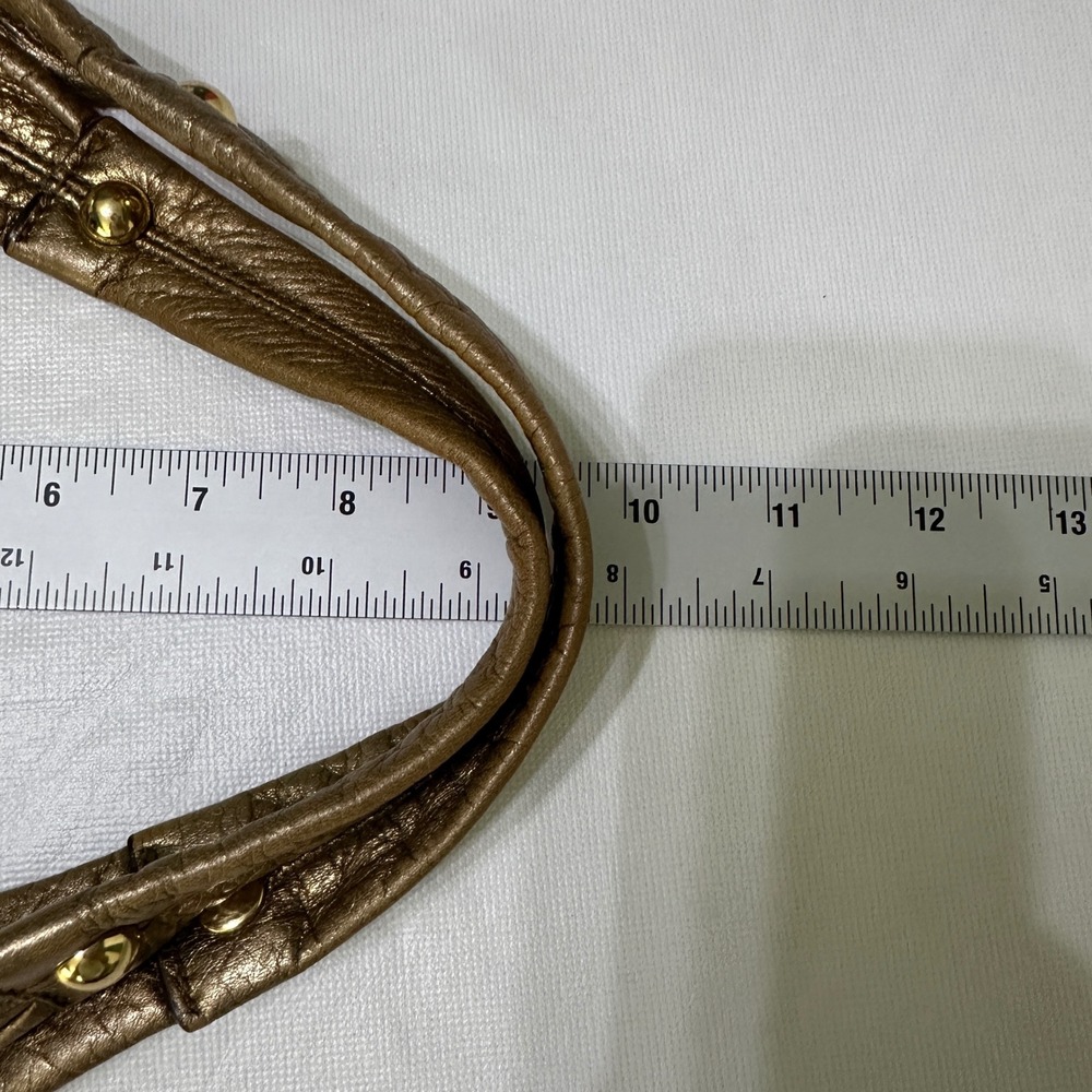 B. Makowsky Gold Leather Shoulder Bag Slouchy Hobo Y2K Indie Sleaze Mob Wife - Picture 12 of 16
